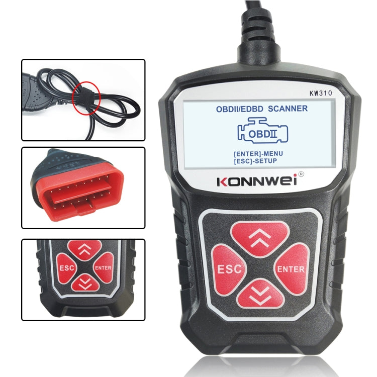 KONNWEI KW310 OBD Car Fault Detector Code Reader ELM327 OBD2 Scanner Diagnostic Tool(Black) - Code Readers & Scan Tools by KONNWEI | Online Shopping South Africa | PMC Jewellery