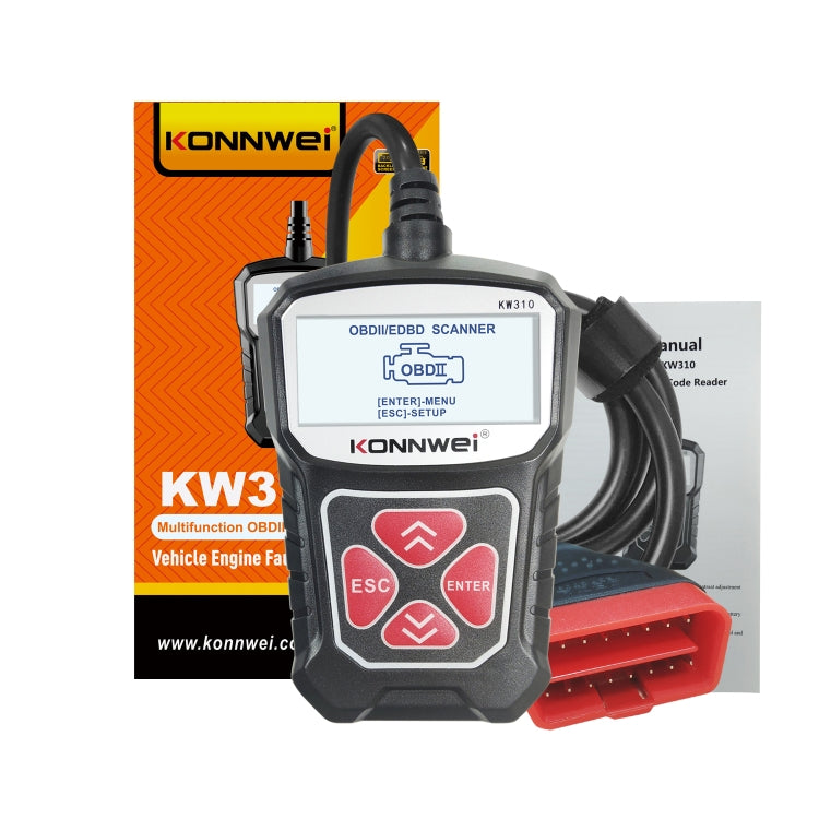 KONNWEI KW310 OBD Car Fault Detector Code Reader ELM327 OBD2 Scanner Diagnostic Tool(Black) - Code Readers & Scan Tools by KONNWEI | Online Shopping South Africa | PMC Jewellery