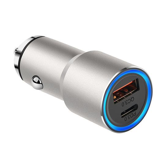 ACC-198 PD 20W + QC3.0 38W Dual Ports Metal Car Charger (Grey) - Car Charger by PMC Jewellery | Online Shopping South Africa | PMC Jewellery