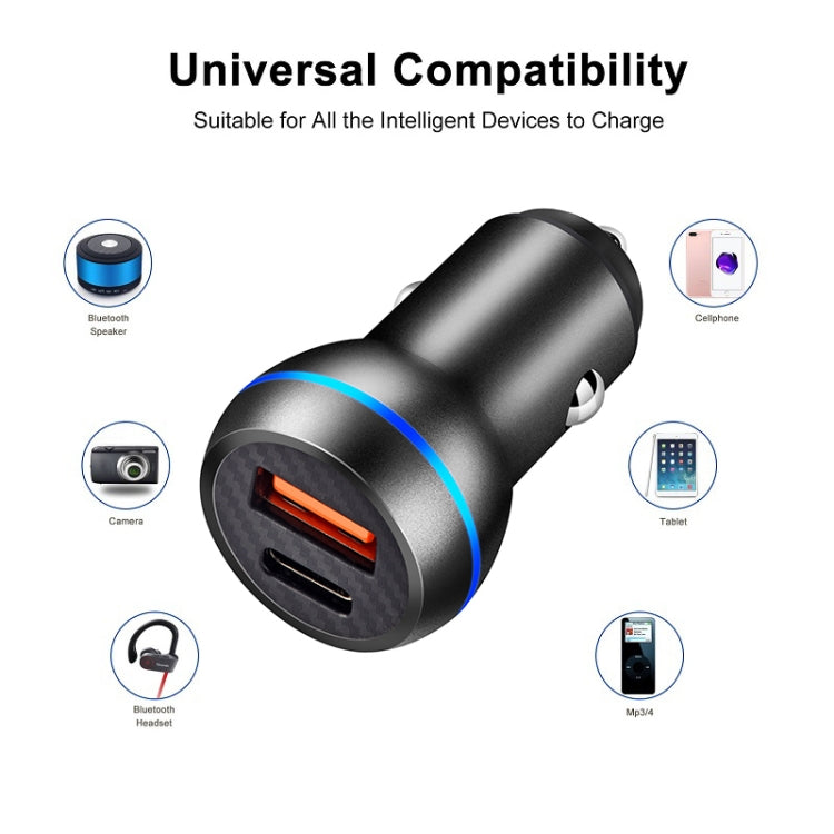 ACC-581 PD 20W + QC3.0 Type-C / USB-C + USB Fast Charging Car Charger (Black) - Car Charger by PMC Jewellery | Online Shopping South Africa | PMC Jewellery