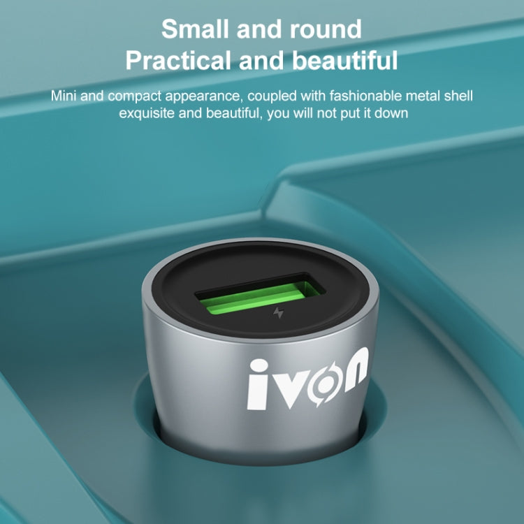 IVON CC39 18W 3.1A QC 3.0 USB Car Charger + 1m USB to 8 Pin Fast Charge Data Cable Set - Car Charger by IVON | Online Shopping South Africa | PMC TechLife