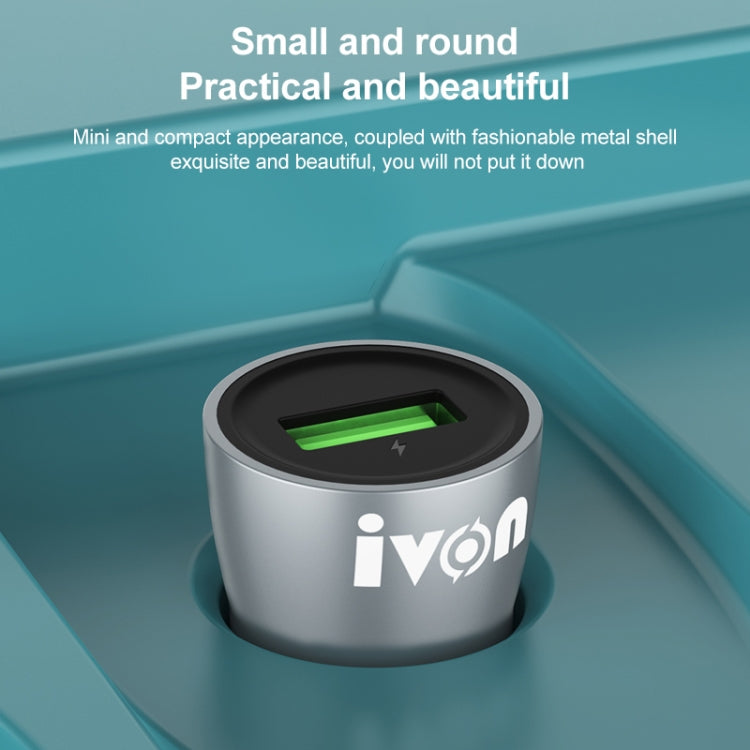 IVON CC39 18W 3.1A QC 3.0 USB Car Charger + 1m USB to USB-C / Type-C Fast Charge Data Cable Set - Car Charger by IVON | Online Shopping South Africa | PMC Jewellery
