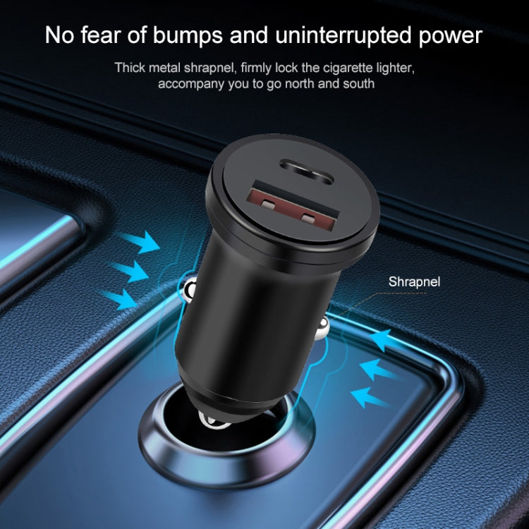 PD 20W USB-C / Type-C + QC 3.0 USB Interface Fast Charging Car Charger (Black) - Car Charger by PMC Jewellery | Online Shopping South Africa | PMC Jewellery