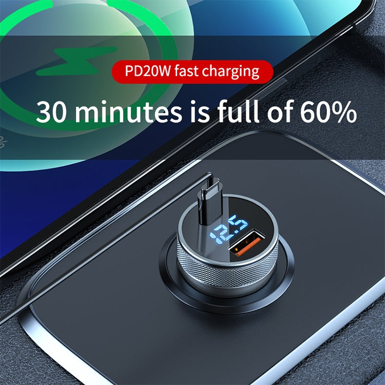 ACC-568 PD 20W USB-C / Type-C + USB Digital Display Fast Charge Car Charger (Black) - Car Charger by PMC Jewellery | Online Shopping South Africa | PMC Jewellery
