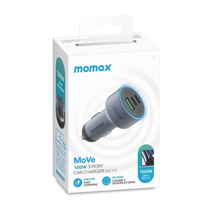 MOMAX UC17E 100W USB-C / Type-C x 2 + USB Three Ports Car Charger - Car Charger by MOMAX | Online Shopping South Africa | PMC Jewellery