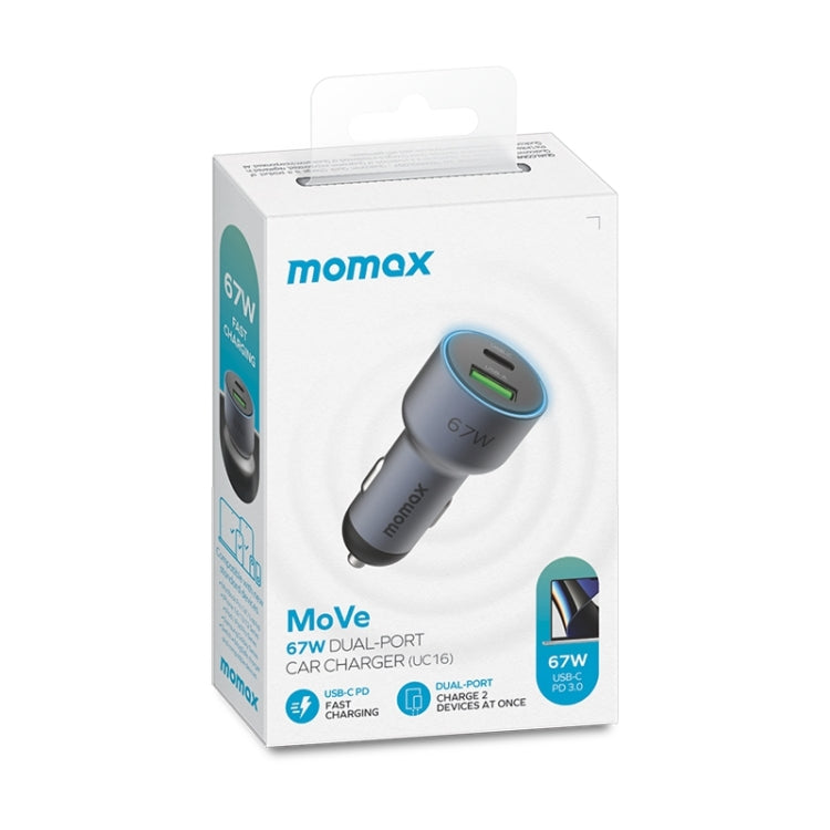 MOMAX UC16E 67W USB-C / Type-C + USB Dual Ports Car Charger - Car Charger by MOMAX | Online Shopping South Africa | PMC Jewellery