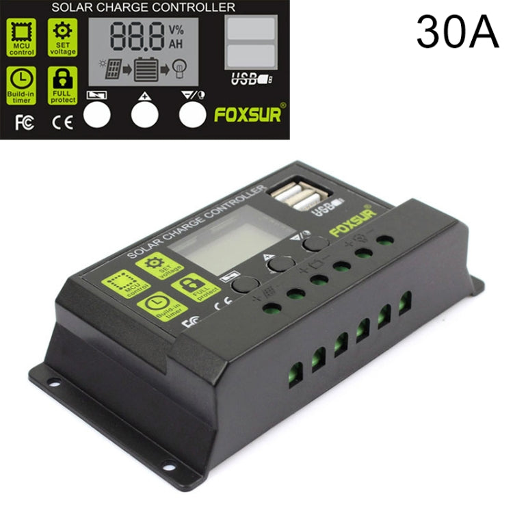 FOXSUR 30A Solar Charge Controller 12V / 24V Automatic Identification Controller - Others by PMC TechLife | Online Shopping South Africa | PMC TechLife