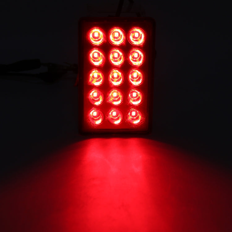 DC12V 1W Car Square Highlight Brake Lights Reversing Light with 15LEDs SMD-3528 (Red) - Brake Lights by PMC Jewellery | Online Shopping South Africa | PMC Jewellery
