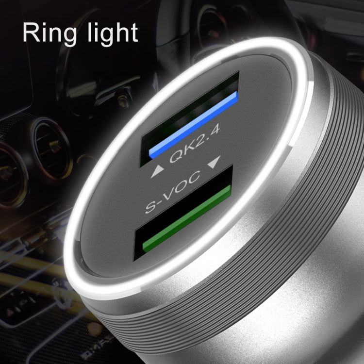 Dual USB 66W Car Flash Charger for OPPO / Huawei (Silver) - Car Charger by PMC TechLife | Online Shopping South Africa | PMC TechLife
