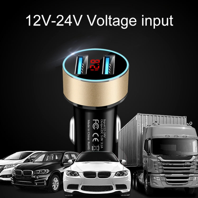 JMG-C016A 5 PCS 5V 3.1A Car Dual USB Charger with LED Display(Red) - Car Charger by PMC TechLife | Online Shopping South Africa | PMC TechLife