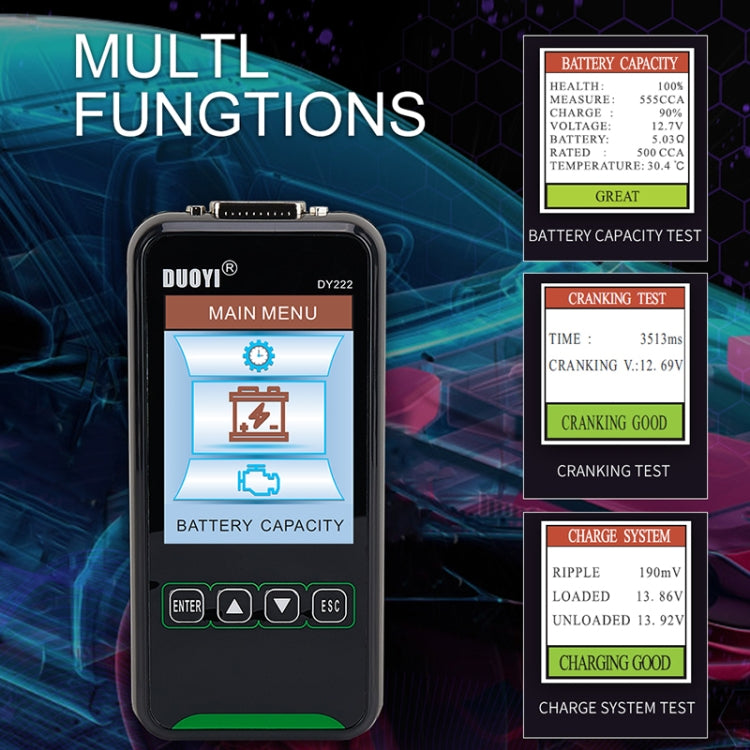 DUOYI DY222 Car 12V / 24V Battery Tester - free shipping - PMC TechLife - Order now!