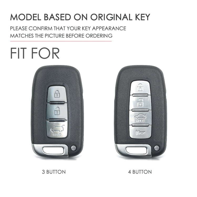 Hallmo Car Cowhide Leather Key Protective Cover Key Case for KIA K2 / K3 / K5 3-button(Blue) - Car Key Cases by Hallmo | Online Shopping South Africa | PMC TechLife | Buy Now Pay Later Mobicred