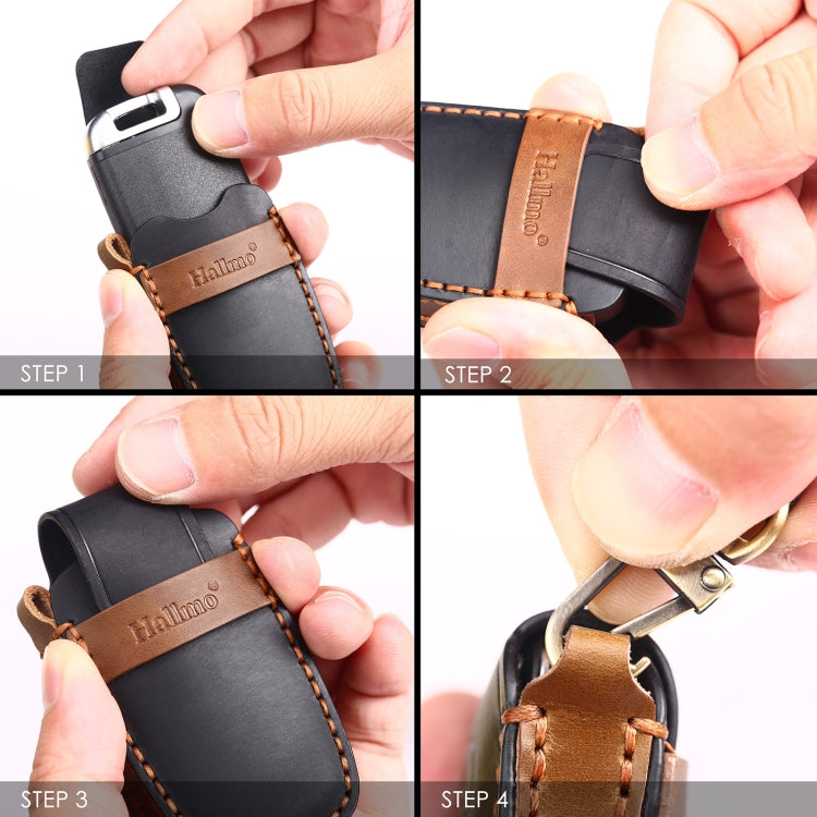 Hallmo Car Cowhide Leather Key Protective Cover Key Case for KIA K2 / K3 / K5 3-button(Brown) - Car Key Cases by Hallmo | Online Shopping South Africa | PMC TechLife | Buy Now Pay Later Mobicred