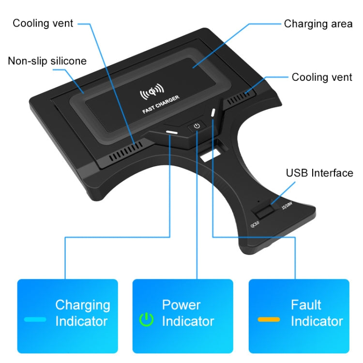 HFC-1017 Car Qi Standard Wireless Charger 10W Quick Charging for BMW 3 Series 2020-2022, Left Driving - Wireless Charging Pads by PMC TechLife | Online Shopping South Africa | PMC TechLife