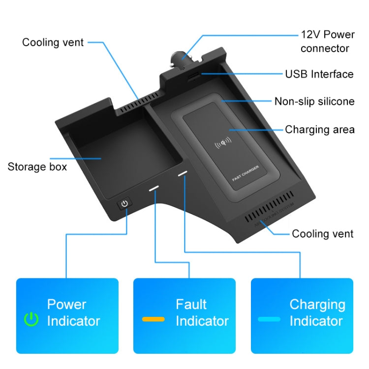 HFC-1042 Car Qi Standard Wireless Charger 10W Quick Charging for Nissan Sylphy 2020-2022, Left Driving - Wireless Charging Pads by PMC TechLife | Online Shopping South Africa | PMC TechLife