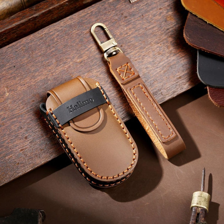 Hallmo Car Genuine Leather Key Protective Cover for Jeep Compass 4-button(Brown) - free shipping - PMC TechLife - Order now!