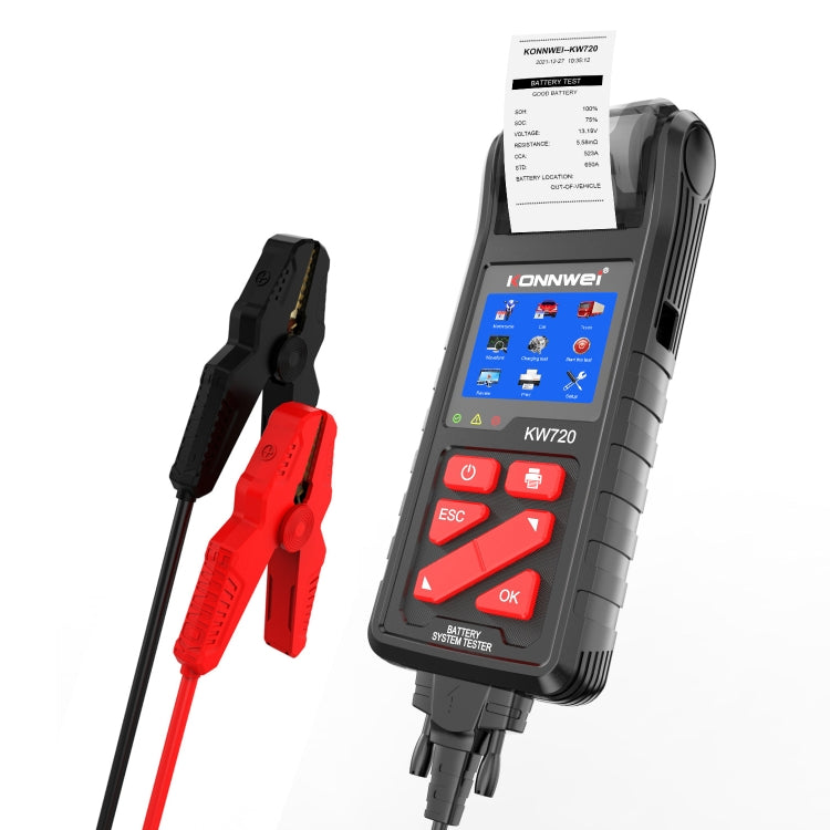 KONNWEI KW720 Car 3.2 inch 6V-24V Lead-acid Battery Tester with Printer - free shipping - PMC TechLife - Order now!