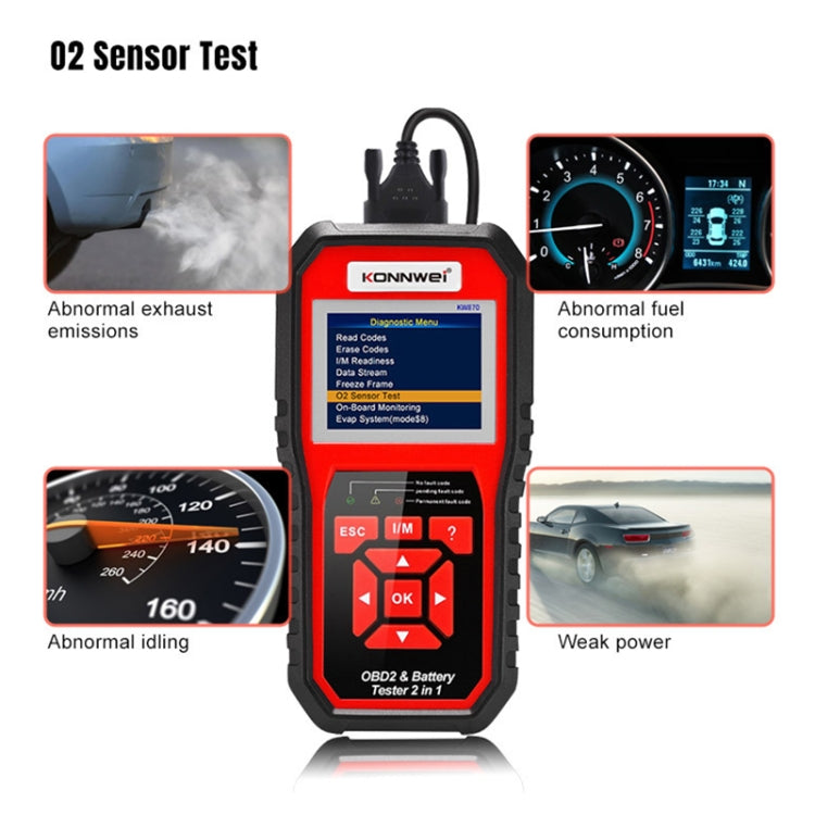KONNWEI KW870 2 in 1 Car OBD2 Fault Diagnosis + Battery Tester - free shipping - PMC TechLife - Order now!