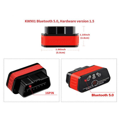 KONNWEI KW901 Android Phone OBD2 Car Bluetooth 5.0 Diagnostic Scan Tools(Red) - Code Readers & Scan Tools by KONNWEI | Online Shopping South Africa | PMC Jewellery