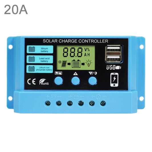 20A Solar Charge Controller 12V / 24V Lithium Lead-Acid Battery Charge Discharge PV Controller - Voltage Stabilizer by PMC Jewellery | Online Shopping South Africa | PMC Jewellery