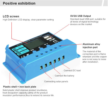 20A Solar Charge Controller 12V / 24V Lithium Lead-Acid Battery Charge Discharge PV Controller - Voltage Stabilizer by PMC Jewellery | Online Shopping South Africa | PMC Jewellery