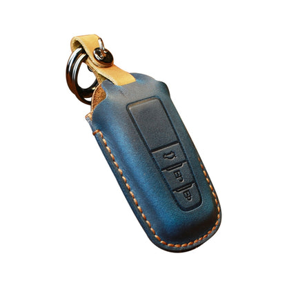 For Toyota Car Cowhide Leather Key Protective Cover Key Case, Three Keys Version (Blue) - Car Key Cases by PMC Jewellery | Online Shopping South Africa | PMC Jewellery