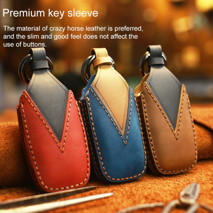 For BMW Old Style Car Cowhide Leather Key Protective Cover Key Case, Three Keys Version (Brown) - Car Key Cases by PMC TechLife | Online Shopping South Africa | PMC TechLife | Buy Now Pay Later Mobicred