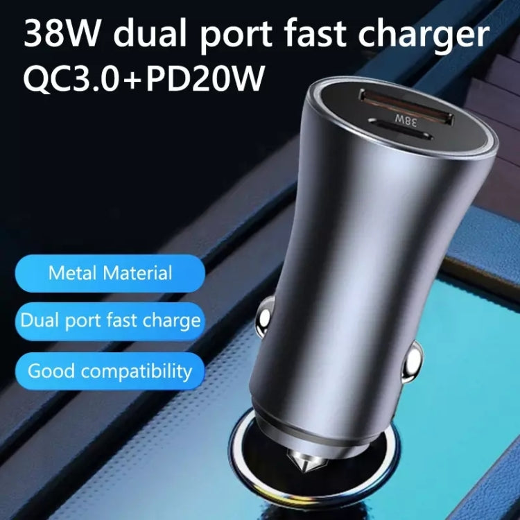 2pcs PD 20W Aluminum Alloy Dual Interface Car Fast Charger (Blue) - Car Charger by PMC Jewellery | Online Shopping South Africa | PMC Jewellery