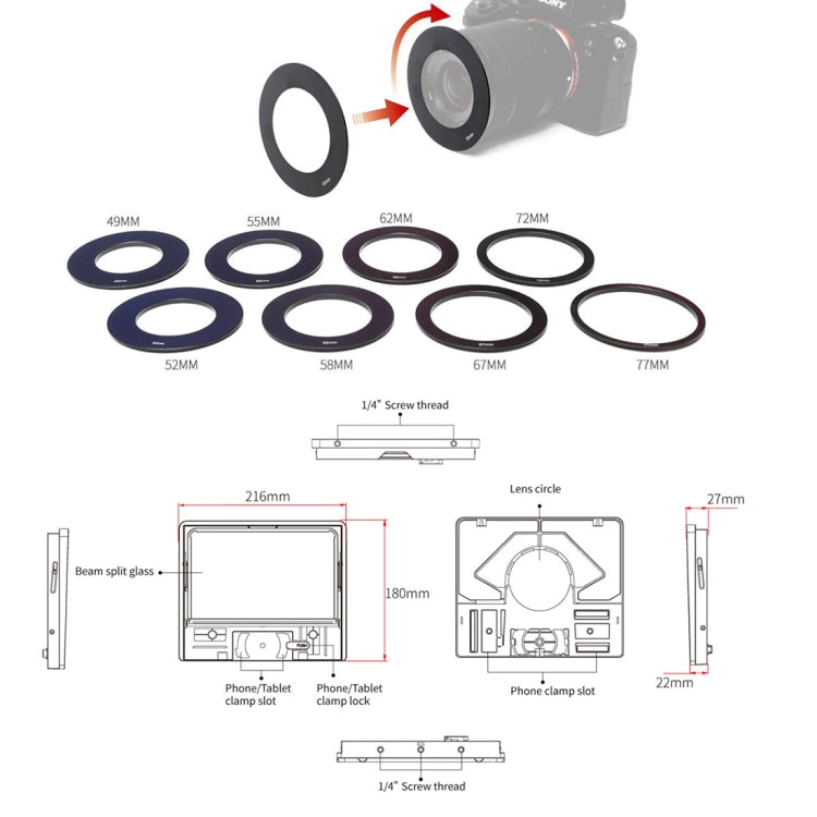 FEELWORLD TP10 Portable 10-inch Folding Teleprompter with Remote Control Lens Adapter Ring For Below 10 inches Smartphone / Tablet (Black) - free shipping - PMC TechLife - Order now!
