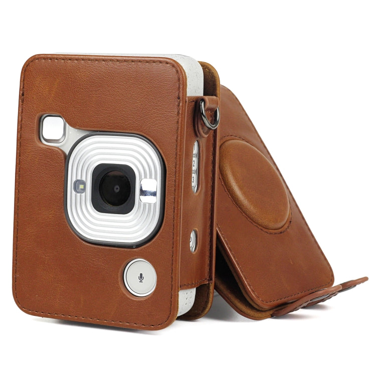 Full Body Camera Retro PU Leather Case Bag with Strap for FUJIFILM instax mini Liplay (Brown) - Leather Bag by PMC Jewellery | Online Shopping South Africa | PMC Jewellery