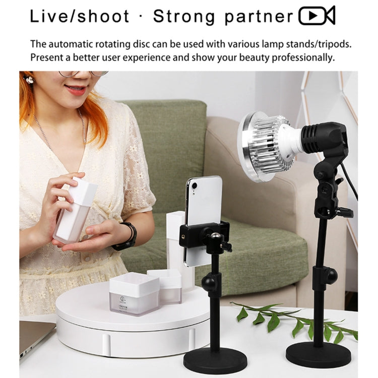 22cm Electric Rotating Display Stand Video Shooting Props Turntable, Load: 50kg, EU Plug (White) - free shipping - PMC TechLife - Order now!