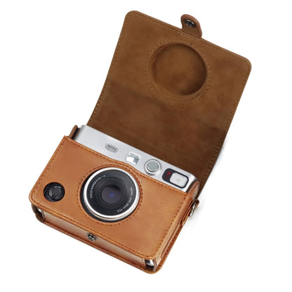 Retro Full Body Camera PU Leather Case Bag with Strap for FUJIFILM instax mini Evo(Brown) - Leather Bag by PMC Jewellery | Online Shopping South Africa | PMC Jewellery