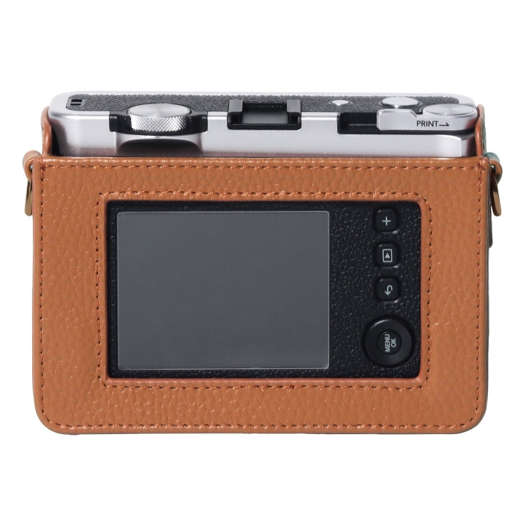 For FUJIFILM instax mini Evo Full Body Camera Genuine Leather Case Bag with Strap(Brown) - Leather Bag by PMC Jewellery | Online Shopping South Africa | PMC Jewellery