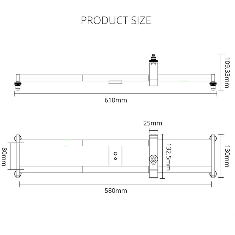 YELANGU YLG0119A 60cm Splicing Slide Rail Track + Trolley Rail Buckle for SLR Cameras / Video Cameras(Black) - free shipping - PMC TechLife - Order now!
