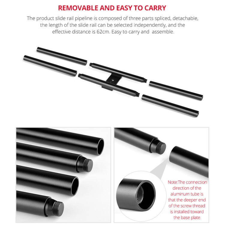 YELANGU YLG0119A 60cm Splicing Slide Rail Track + Trolley Rail Buckle for SLR Cameras / Video Cameras(Black) - free shipping - PMC TechLife - Order now!
