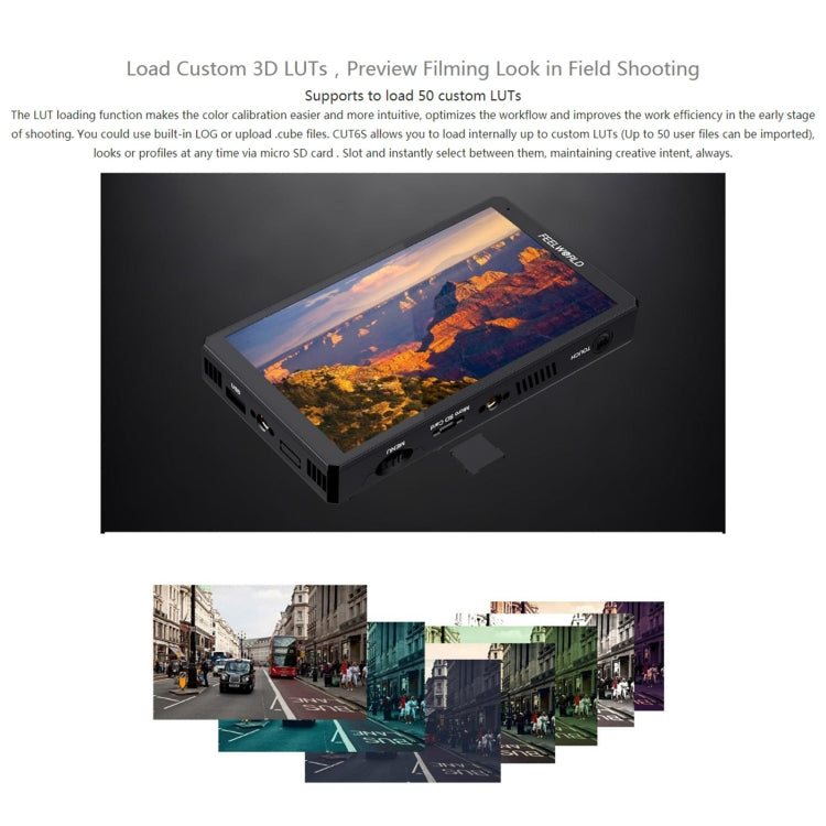 FEELWORLD CUT6S 6-inch Touch Screen Monitor Recorder FHD IPS 4K HDMI 3G-SDI Camera Field Monitor (Black) - free shipping - PMC TechLife - Order now!