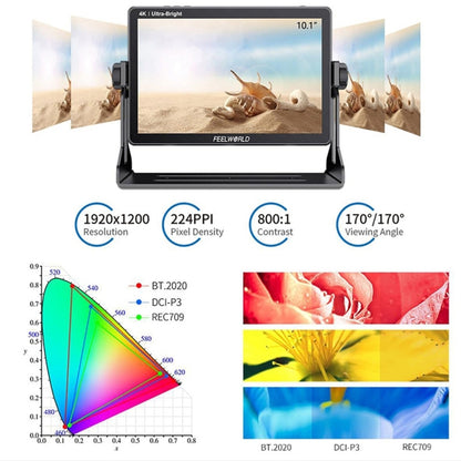 FEELWORLD LUT11 10.1 inch Ultra High Bright 2000nit Touch Screen DSLR Camera Field Monitor, 4K HDMI Input Output 1920 x 1200 IPS Panel(UK Plug) - On-camera Monitors by FEELWORLD | Online Shopping South Africa | PMC Jewellery