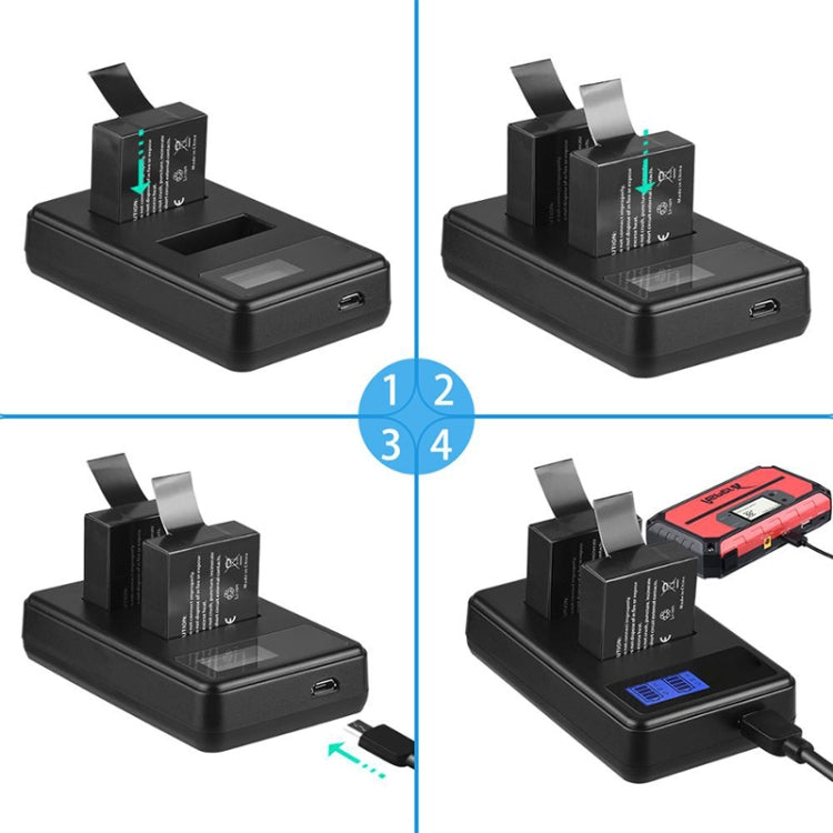 SJCAM SJ7000 / SJ6000 / SJ5000 / SJ4000 Battery LCD Screen Dual Batteries Charger, Displays Charging Capacity(Black) - Battery USB Charger by PMC TechLife | Online Shopping South Africa | PMC TechLife | Buy Now Pay Later Mobicred