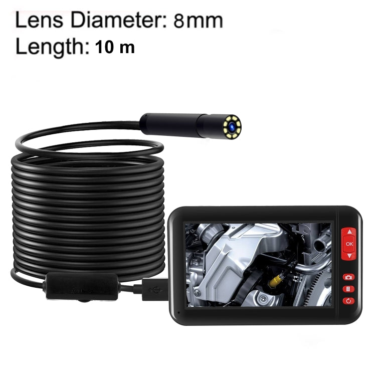 P20 4.3 Inch Screen Display HD1080P Inspection Endoscope with 8 LEDs, Length: 10m, Lens Diameter: 8mm, Hard Line -  by PMC TechLife | Online Shopping South Africa | PMC TechLife