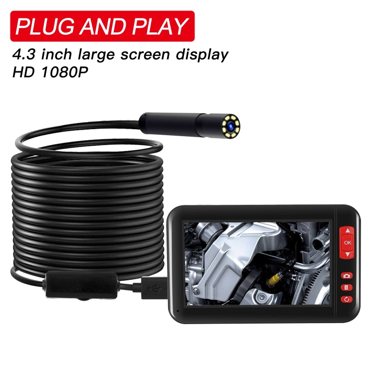 P20 4.3 Inch Screen Display HD1080P Inspection Endoscope with 8 LEDs, Length: 10m, Lens Diameter: 8mm, Hard Line -  by PMC TechLife | Online Shopping South Africa | PMC TechLife