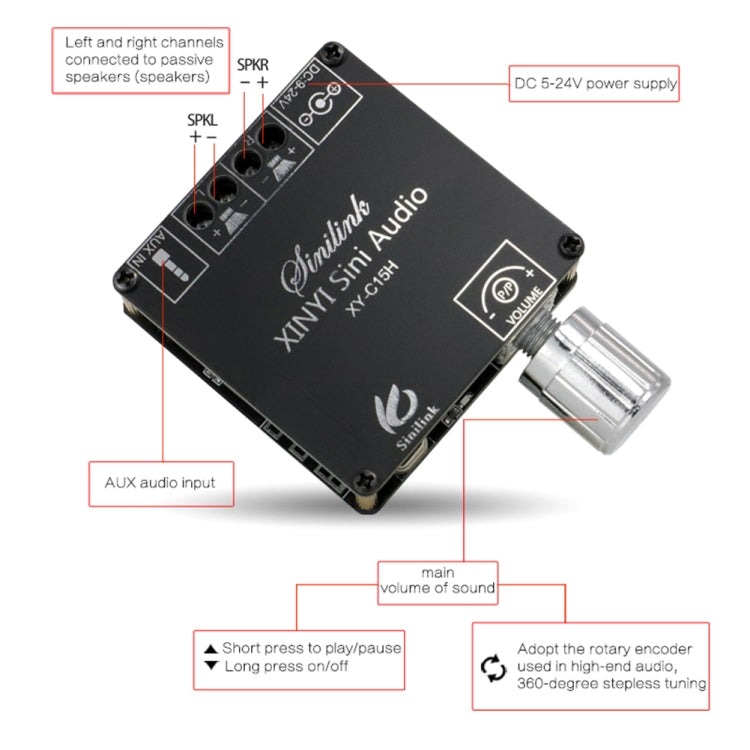 XY-C15H 20W Dual Channel HIFI Bluetooth 5.0 Stereo Digital Audio Power Amplifier Board with Shell - Breadboard / Amplifier Board by PMC Jewellery | Online Shopping South Africa | PMC Jewellery