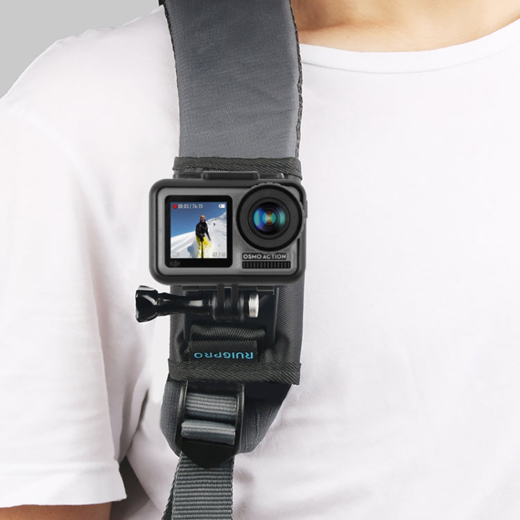 RUIGPRO Hook and Loop Fastener Backpack Rec-Mounts Clip Clamp Mount with Screw for GoPro HERO9 Black / HERO8 Black /7 /6 /5 /5 Session /4 Session /4 /3+ /3 /2 /1, DJI Osmo Action, Xiaoyi and Other Action Cameras(Black) -  by RUIGPRO | Online Shopping South Africa | PMC TechLife