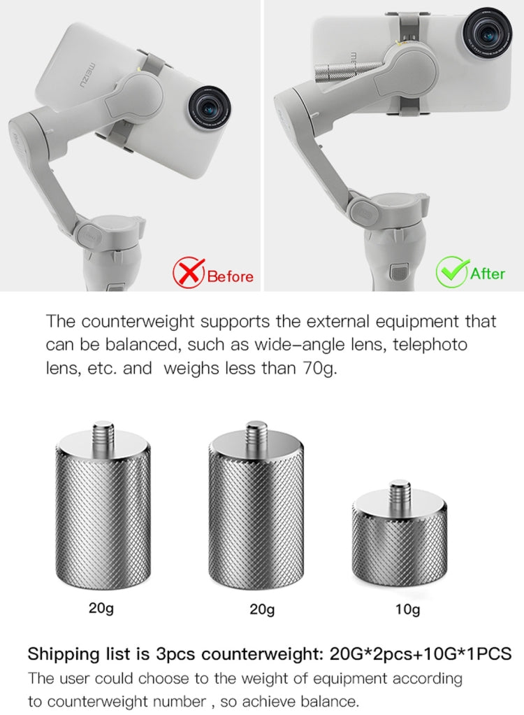 STARTRC Adjustment Balancing Weight Anti-Shake 50g Counterweight for DJI OM4 / OSMO Mobile 3 Gimbal Stabilizer -  by STARTRC | Online Shopping South Africa | PMC TechLife | Buy Now Pay Later Mobicred