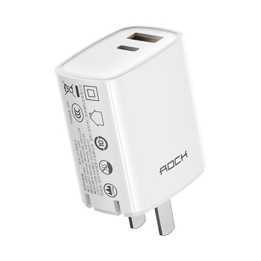 ROCK T42 PD 20W Dual Ports Travel Charger Power Adapter, CN Plug(White) - USB Charger by ROCK | Online Shopping South Africa | PMC Jewellery