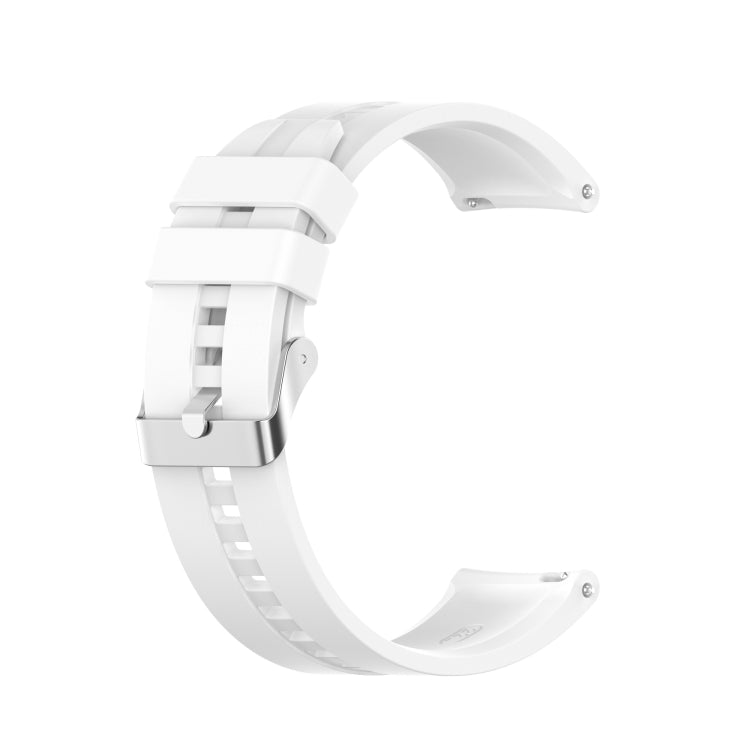 For Huawei Watch GT 2 46mm Silicone  Watch Band with Silver Buckle(White) - Watch Bands by PMC TechLife | Online Shopping South Africa | PMC TechLife | Buy Now Pay Later Mobicred
