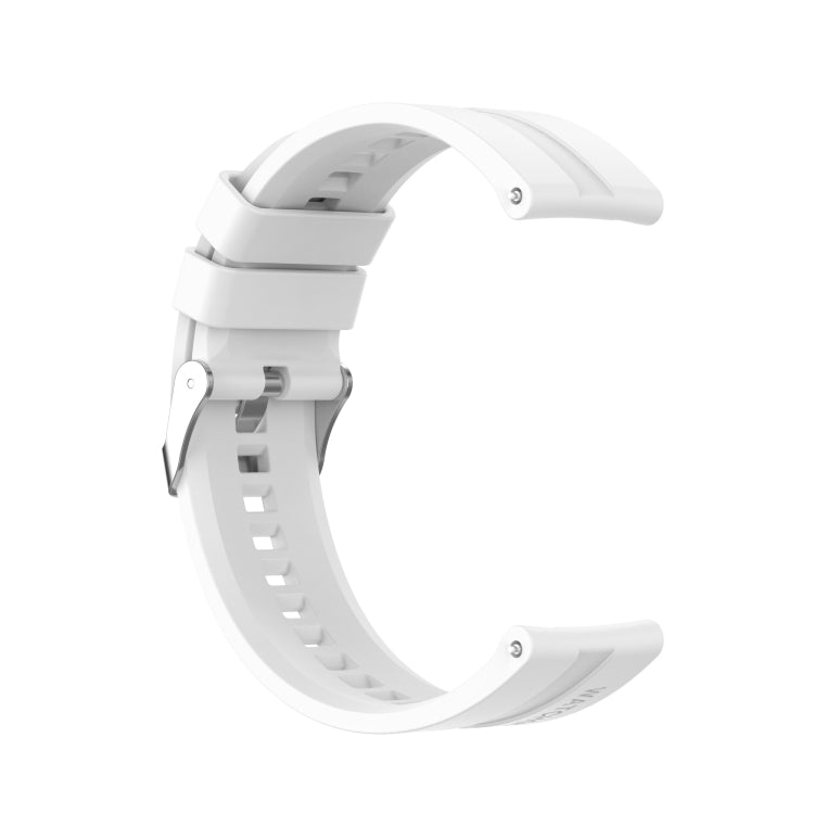 For Huawei Watch GT 2 46mm Silicone  Watch Band with Silver Buckle(White) - Watch Bands by PMC TechLife | Online Shopping South Africa | PMC TechLife | Buy Now Pay Later Mobicred