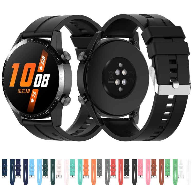 For Huawei Watch GT 2 46mm Silicone  Watch Band with Silver Buckle(White) - Watch Bands by PMC TechLife | Online Shopping South Africa | PMC TechLife | Buy Now Pay Later Mobicred