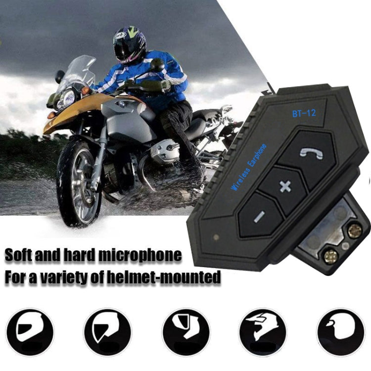 BT12 Motorcycle Helmet Bluetooth Headset Motorcycle Intercom Bluetooth Headset - Motorcycle Walkie Talkie by PMC Jewellery | Online Shopping South Africa | PMC Jewellery