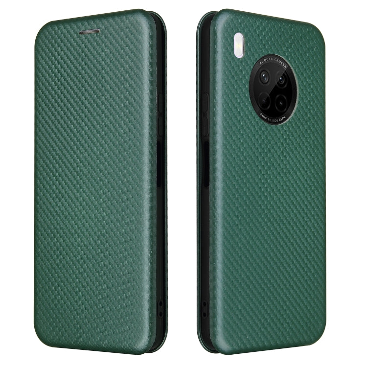 For Huawei Y9a Carbon Fiber Texture Horizontal Flip TPU + PC + PU Leather Case with Card Slot(Green) - free shipping - PMC TechLife - Order now!