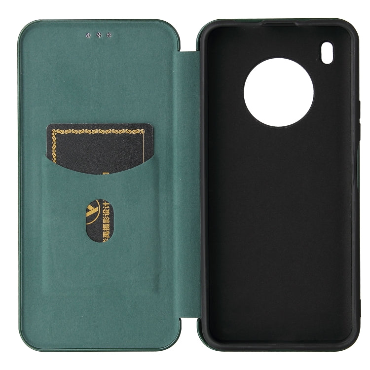For Huawei Y9a Carbon Fiber Texture Horizontal Flip TPU + PC + PU Leather Case with Card Slot(Green) - free shipping - PMC TechLife - Order now!